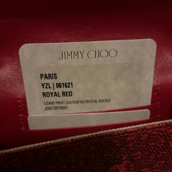 NWT Authentic Jimmy Choo Paris Crystal-Embellished Lizard-Print Red purse bag - Picture 10 of 11